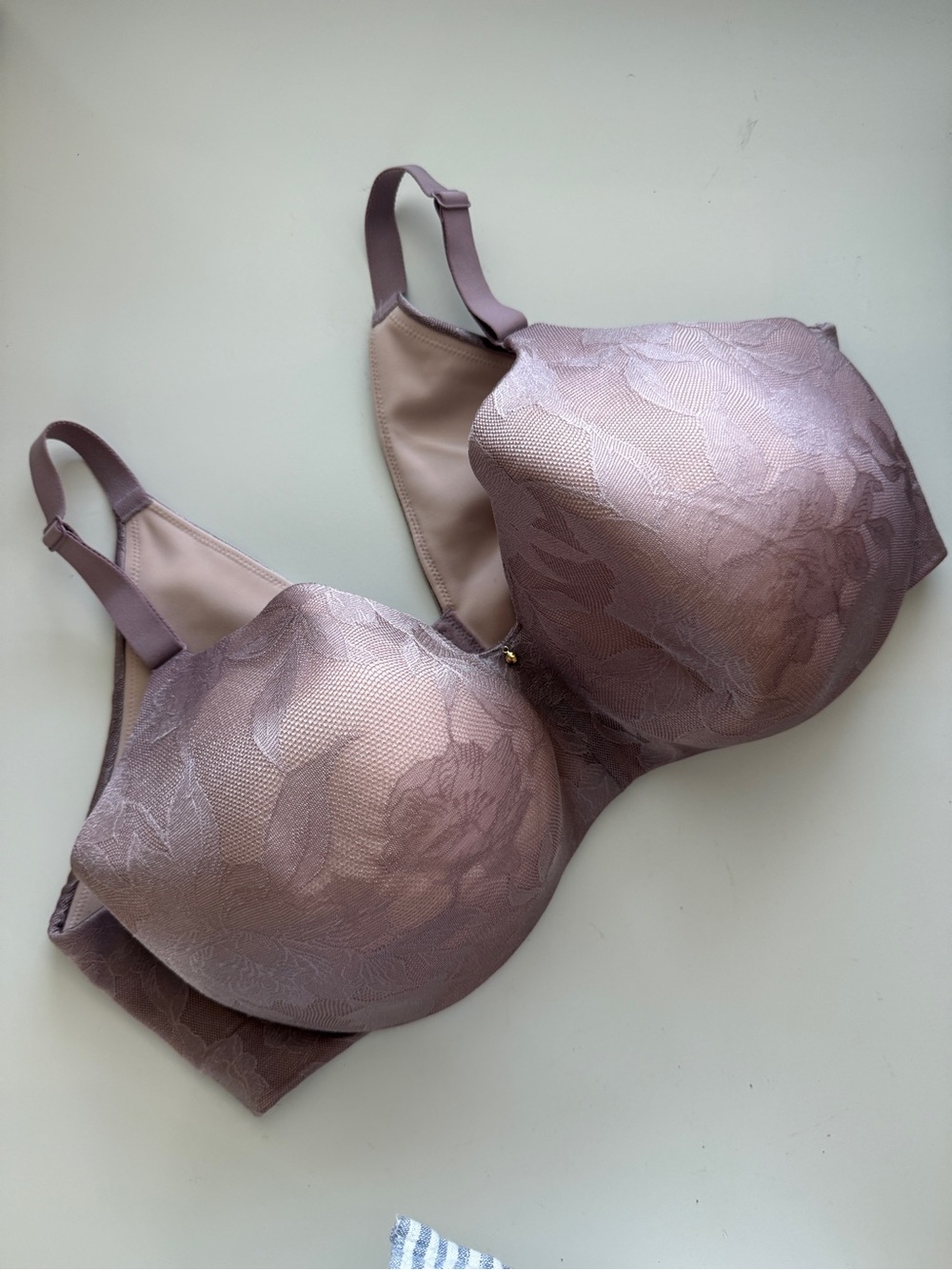 Cacique Lane Bryant Mauve Floral Lace Contour Bra Women 44F